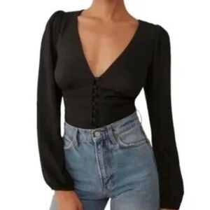 Reformation Black Blouse Sz M